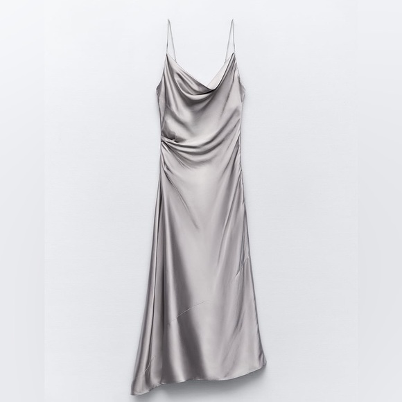 Zara Satin Effect Midi Dress - Picture 9 of 11